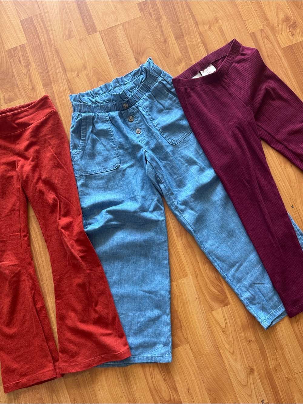 Cat & Jack 3 Girls pants: 1 Blue Elastic-Waist Denim + 2 Leggings